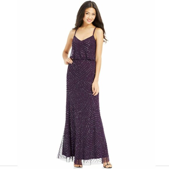 NEW Adrianna Papell Embellished Blouson Gown in Amethyst Purple‎ Gunmetal SZ 2 - Picture 10 of 10